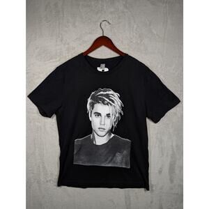 Justin Bieber Team Bieber Face 2017 World Tour Locations Black Shirt Size Medium